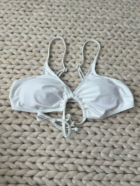White Ruched Front Bikini Top